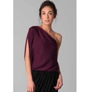 Alice + Olivia Purple One Shoulder Silk Blouse Small Women